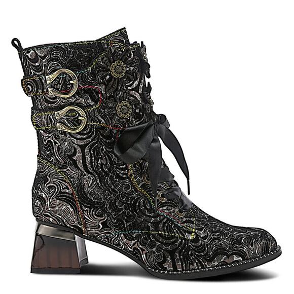 L'Artiste by Spring Step Womens Originala Metallic Suede Boots -- Black NEW - Picture 4 of 7
